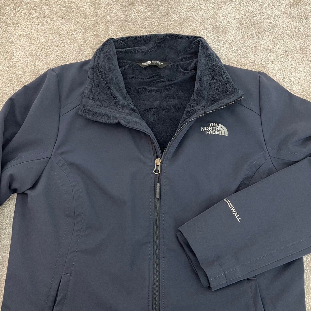 North Face Jacket Womens Medium Softshell Fleece WindWall Shelbe Raschel Navy